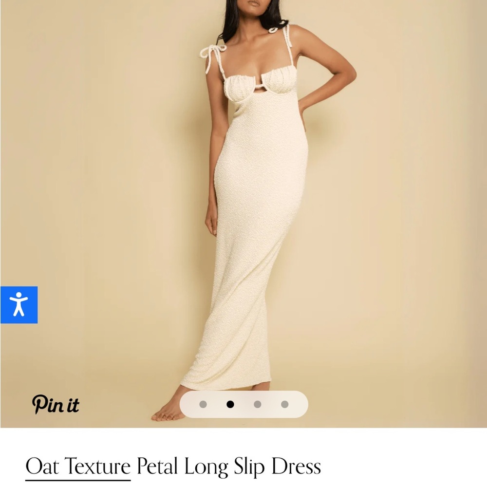 Montce Oat Texture Petal Long Slip Dress